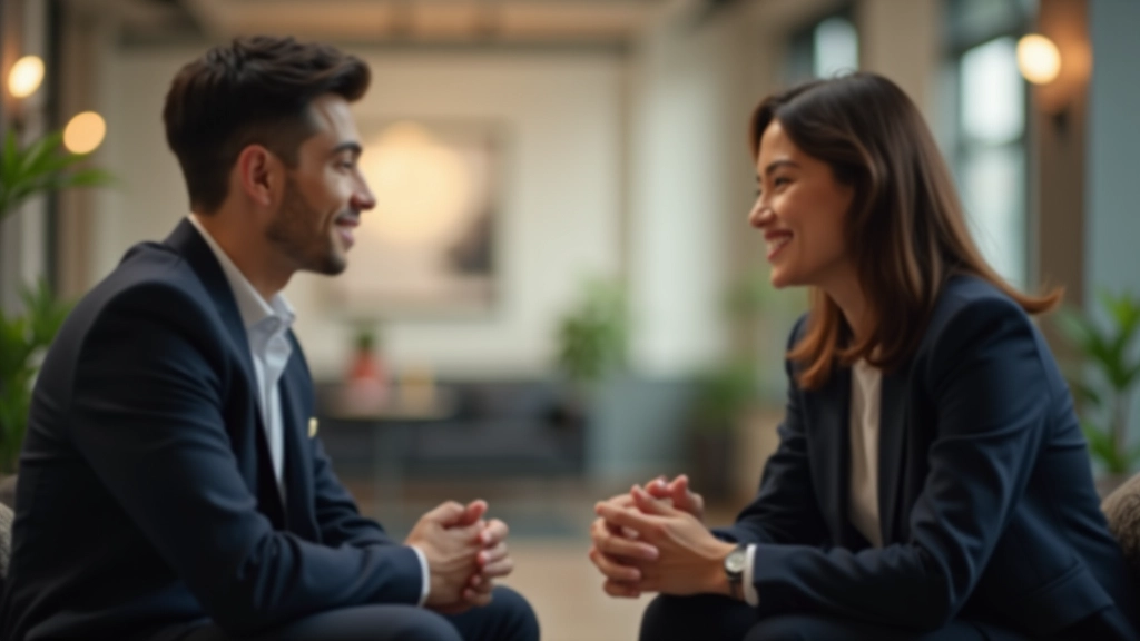 Two people in conversation having a meaningful discussion, both engaged and attentive, representing empathy and social connection